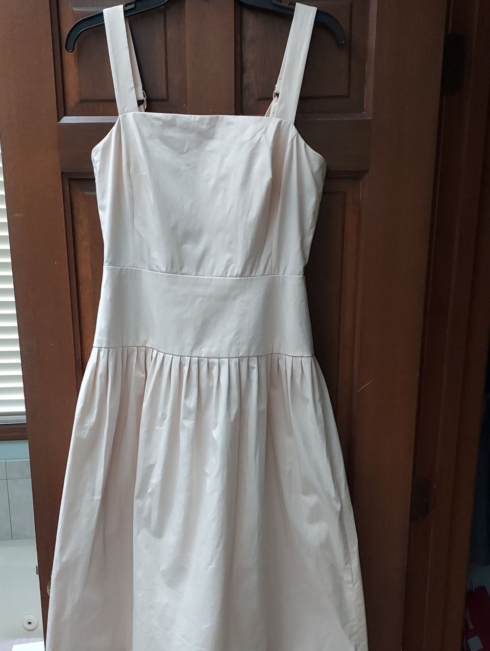 ANTONIO MELANI Cream Square-Neck Midi Dress